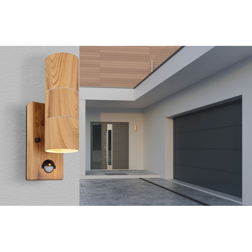 Globo - Уличный настенный светильник с датчиком 2xGU10/35W/230V IP44
