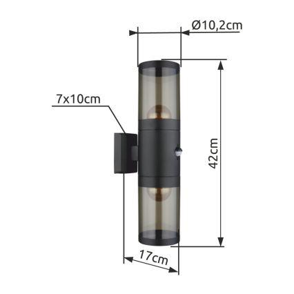 Globo - Уличный настенный светильник 2xE27/60W/230V IP44