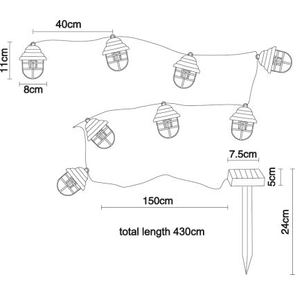 Globo - Світлодіодний декоративний світильник на сонячній батареї 8xLED/3,2V IP44