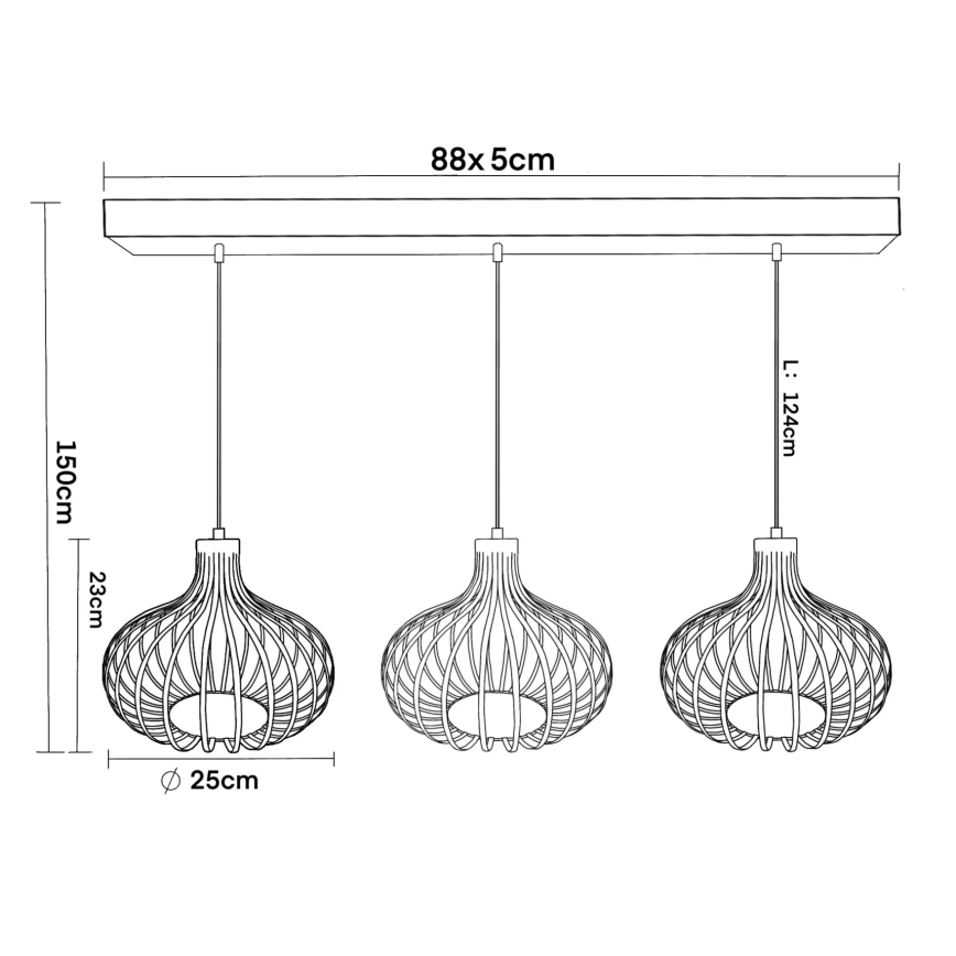 Globo - Подвесная люстра на тросе 3xE27/40W/230V бежевая