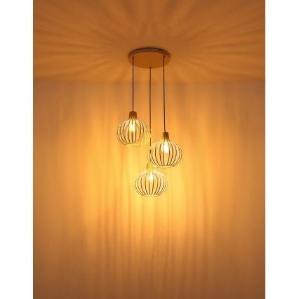 Globo - Люстра на тросі 3xE27/40W/230V бежева