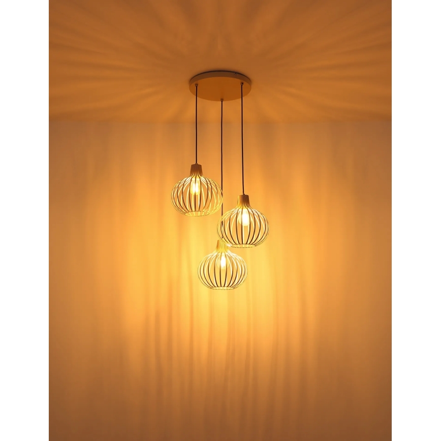 Globo - Люстра на тросі 3xE27/40W/230V бежева