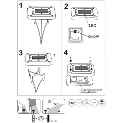 Globo - НАБОР 2x Светодиодный светильник на солнечной батарее LED/0,8W/1,2V IP44 300 mAh