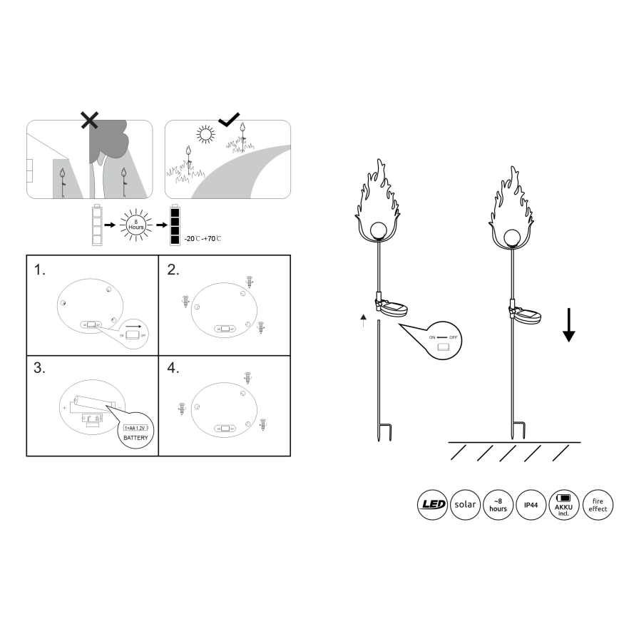 Globo - Светодиодный светильник на солнечной батарее LED/0,04W/3V IP44 600 mAh