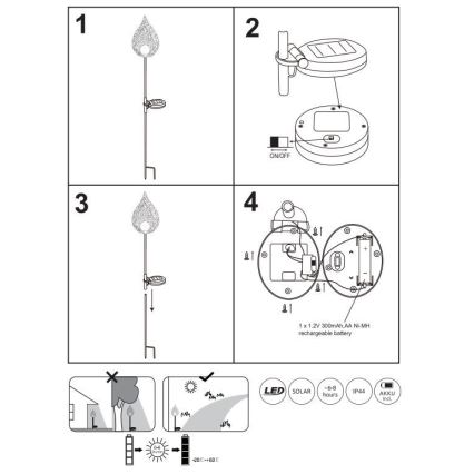 Globo - Светодиодный светильник на солнечной батарее LED/0,06W/3,2V 300mAh IP44