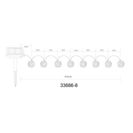 Globo - LED На сонячній батареї декоративна гірлянда 98xLED/0,1W/3V 410 см IP44
