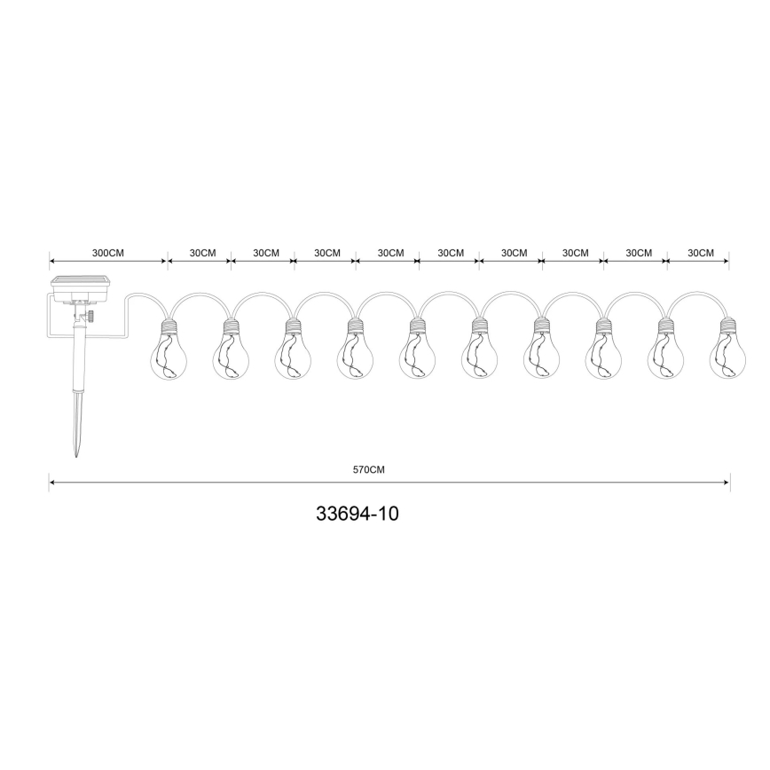 Globo - LED На сонячній батареї декоративна гірлянда 50xLED/0,06W/3,2V 570 см IP44