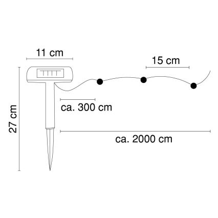 Globo - Светодиодная гирлянда на солнечной батарее 20 м 120xLED/2,4V 2xAAA IP44