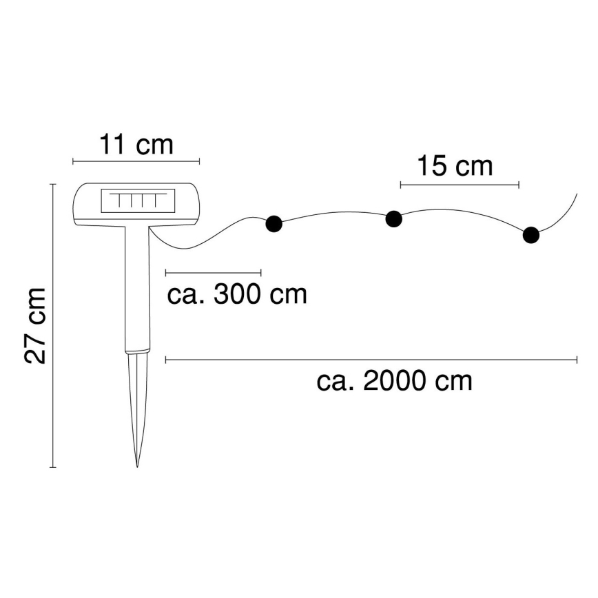 Globo - Светодиодная гирлянда на солнечной батарее 20 м 120xLED/2,4V 2xAAA IP44