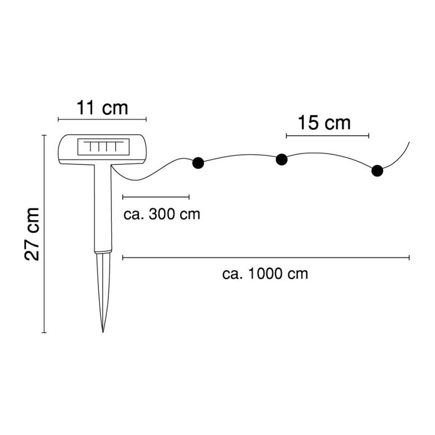 Globo - LED гірлянда на сонячній батареї 10 м 50xLED/2,4V IP44