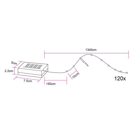 Globo - светодиодная солнечная гирлянда 120 светодиодов/3,2 В IP44 13,4 м 600 мА·ч
