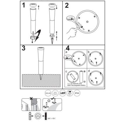 Globo - НАБІР 2x Світлодіодний світильник на сонячній батареї LED/0,1W/3V 6000K IP44 400 mAh