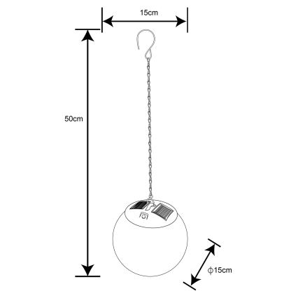 Globo - Світлодіодна сонячна люстра на ланцюжку 20xLED/0,06W/1,2V діам. 15 см IP44 600 мАг