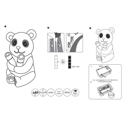 Globo - Светодиодный светильник на солнечной батарее LED/0,12W/3V IP44 панда