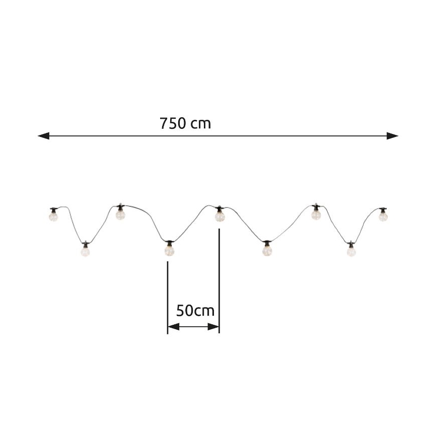 Globo - Светодиодная уличная декоративная гирлянда 10xLED/0,27W/230V 7,5 м IP44 черная