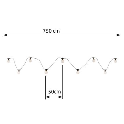 Globo - Светодиодная уличная декоративная гирлянда 10xLED/0,27W/230V 7,5 м IP44 черная