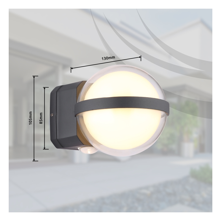 Globo - Уличный светодиодный настенный светильник LED/12W/230V IP54 черный