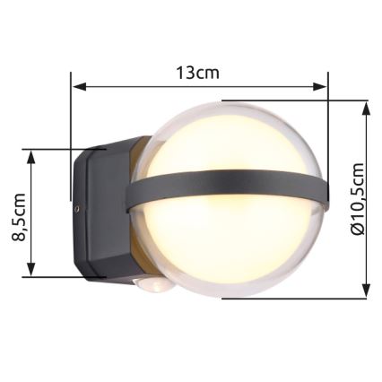 Globo - Уличный светодиодный настенный светильник LED/12W/230V IP54 черный