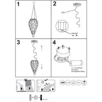 Globo - Светодиодный светильник на солнечной батарее LED/0,9W/3,2V IP44 желтый