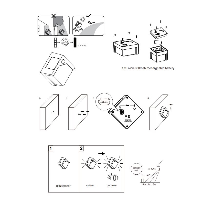 Globo - Светодиодный светильник на солнечной батарее с датчиком LED/0,48W/3V IP44 600 mAh