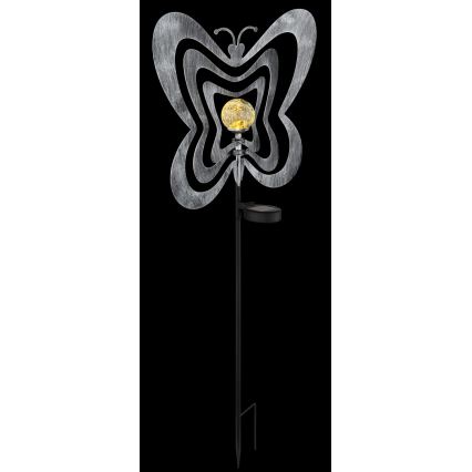 Globo - LED сонячний світильник LED/3V IP44 300 mAh, срібний метелик