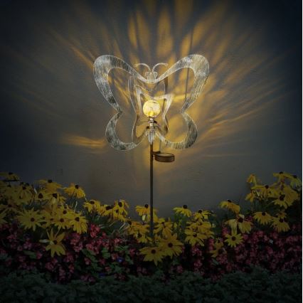Globo - светодиодный солнечный светильник LED/3V IP44 300 mAh серебристая бабочка