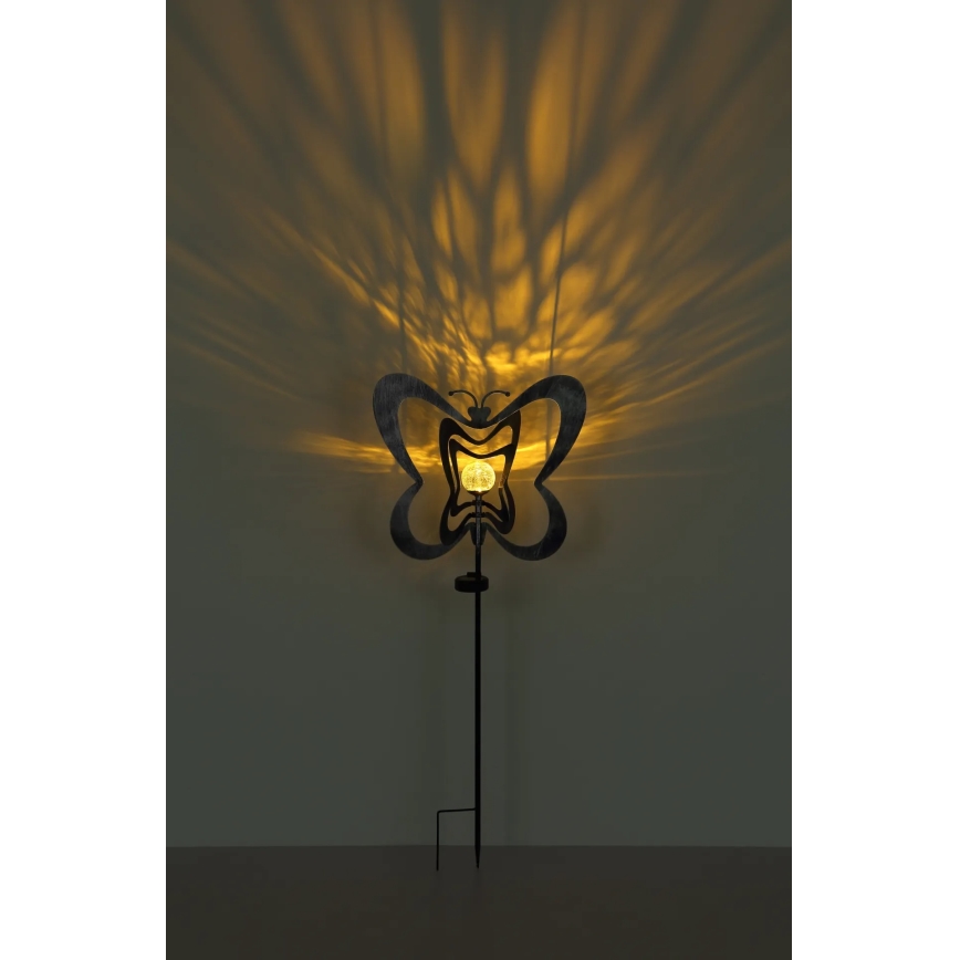 Globo - светодиодный солнечный светильник LED/3V IP44 300 mAh серебристая бабочка
