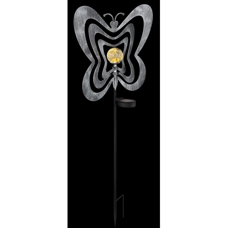 Globo - светодиодный солнечный светильник LED/3V IP44 300 mAh серебристая бабочка