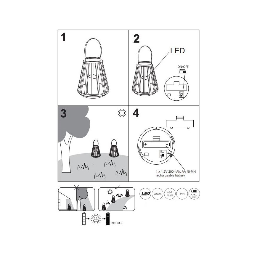 Globo - Світлодіодний світильник на сонячній батареї LED/0,06W/3V 3200K IP44