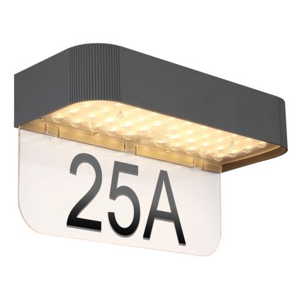 Globo - LED Сонячна табличка з підсвіченим номером будинку LED/6W/3,7V IP54 1800 mAh