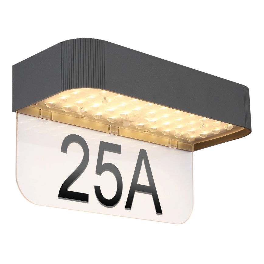 Globo - LED Сонячна табличка з підсвіченим номером будинку LED/6W/3,7V IP54 1800 mAh