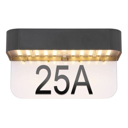 Globo - LED Сонячна табличка з підсвіченим номером будинку LED/6W/3,7V IP54 1800 mAh