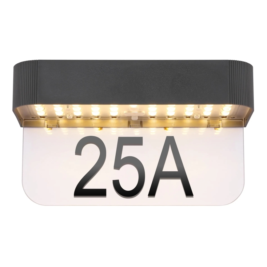 Globo - LED Сонячна табличка з підсвіченим номером будинку LED/6W/3,7V IP54 1800 mAh
