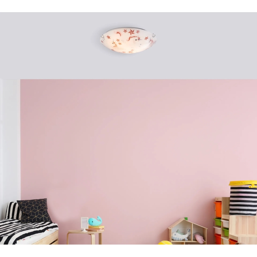 Globo - Детский потолочный светильник 2xE27ILLU/60W/230V диам. 40 см единорог