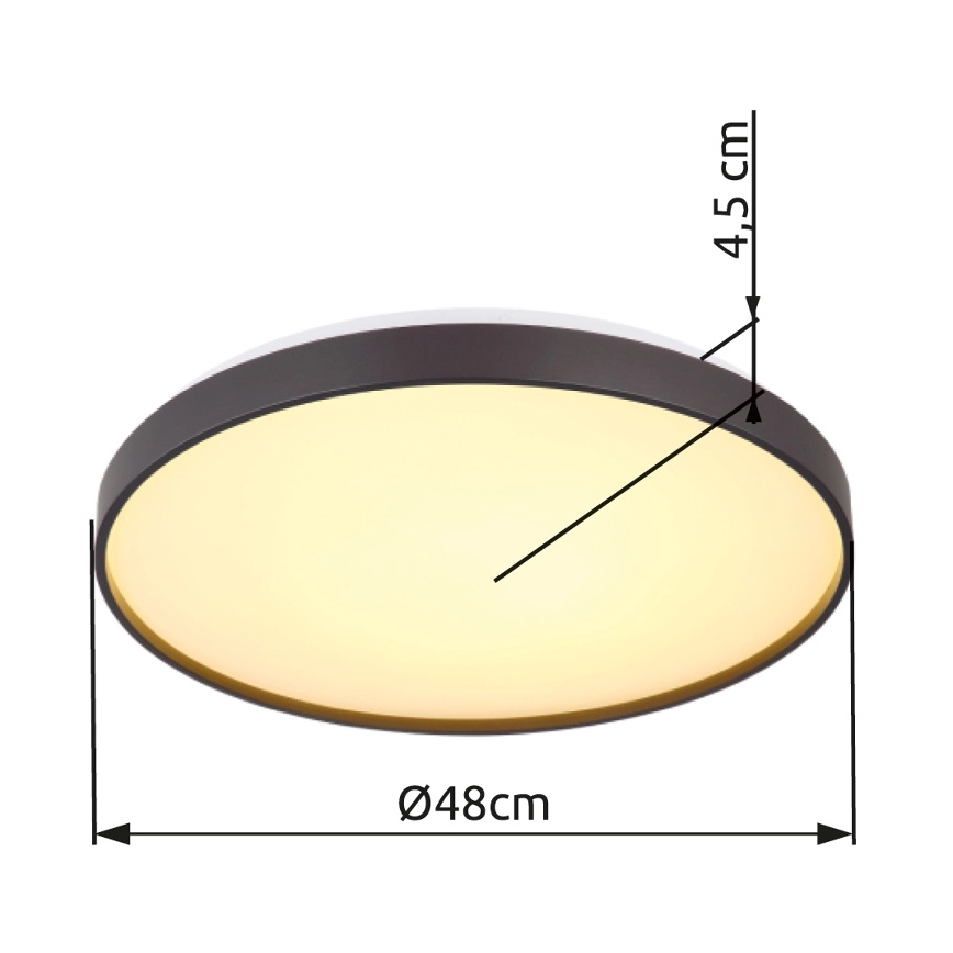 Globo - Стельовий LED світильник LED/24W/230V діаметр 48 см антрацит