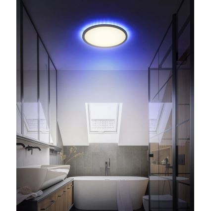 Globo - LED RGB Стельовий світильник для ванної з регулюванням яскравості LED/18W/230V 3000-6000K + пульт дистанційного керування IP44 чорний