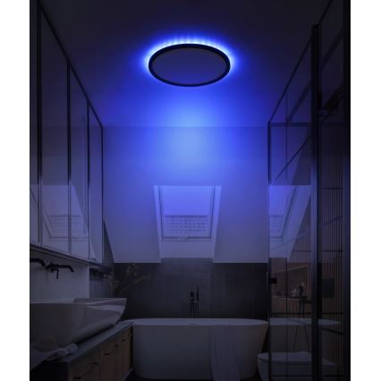 Globo - LED RGB Стельовий світильник для ванної з регулюванням яскравості LED/18W/230V 3000-6000K + пульт дистанційного керування IP44 чорний