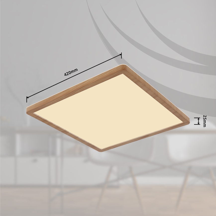 Globo - Стельовий LED світильник для ванної з регулюванням яскравості LED/24W/230V 42x42 см IP44 коричневий