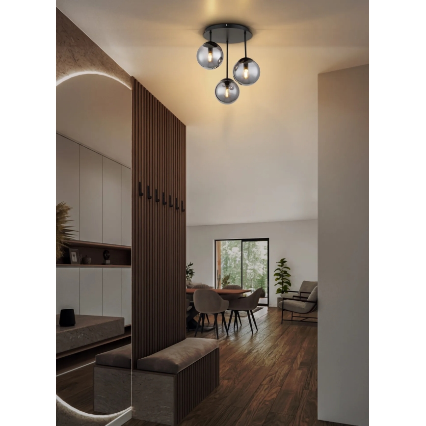 Globo - Накладна стельова люстра 3xE14/25W/230V чорна