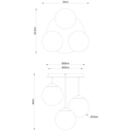 Globo - Накладна стельова люстра 3xE14/25W/230V чорна