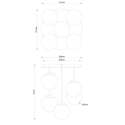 Globo - Накладна люстра 5xE14/25W/230V латунь