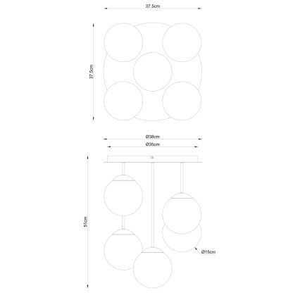 Globo - Накладна люстра 5xE14/25W/230V чорна