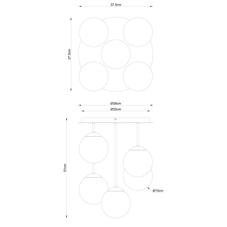 Globo - Накладна люстра 5xE14/25W/230V чорна