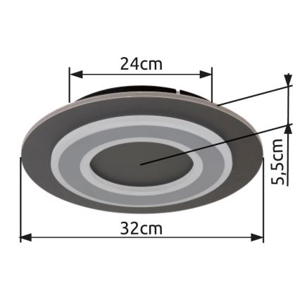 Globo - Стельовий LED світильник LED/24W/230V 3000K діаметр 32 см антрацит