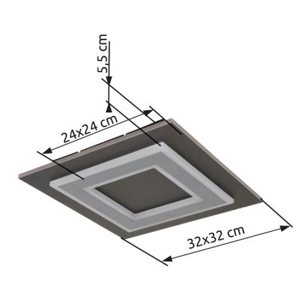 Globo - Стельовий LED світильник LED/24W/230V 3000K 32x32 см антрацит