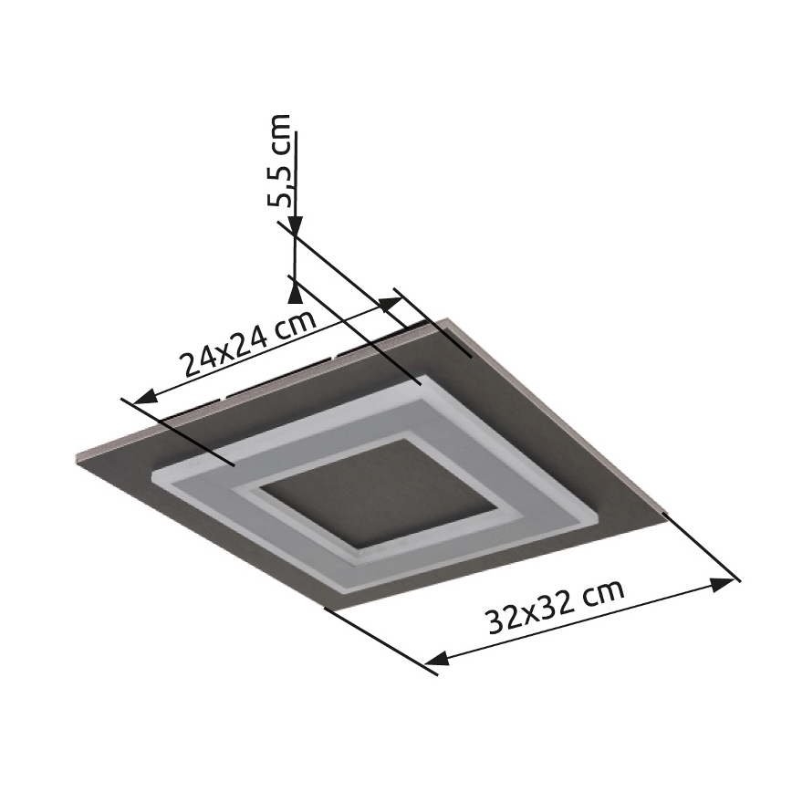 Globo - Светодиодный потолочный светильник LED/24W/230V 3000K 32x32 см антрацит