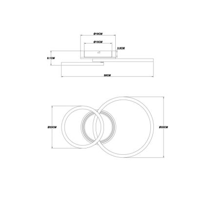 Globo - Светодиодный потолочный светильник LED/30Вт/230В 2700/4500/6500К диаметр 33x50 см черный