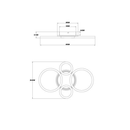 Globo - LED стельовий світильник LED/40 Вт/230 В 2700/4500/6500 К, діам. 35,5x53 см, чорний