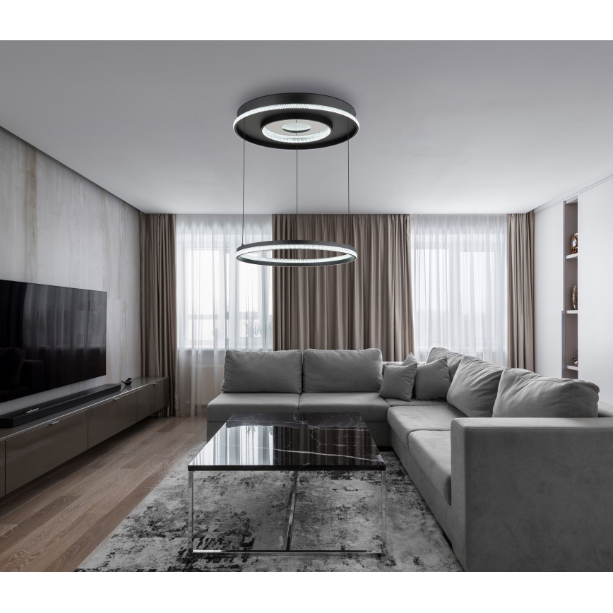 Globo - Светодиодная подвесная люстра с регулированием яркости LED/54W/230V 2700-6500K диаметр 60 см черный + дистанционное управление