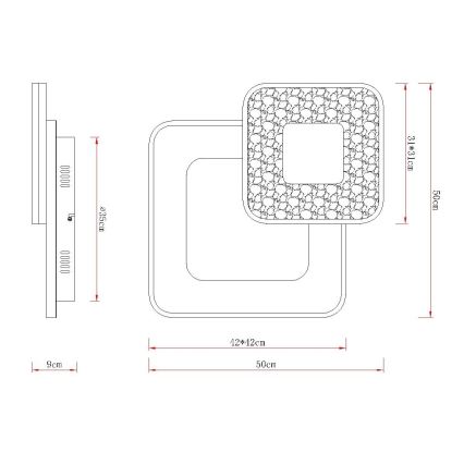Globo - LED Димований стельовий світильник LED/48 Вт/230 В 2700-6000 К 50x50 см + пульт дистанційного керування